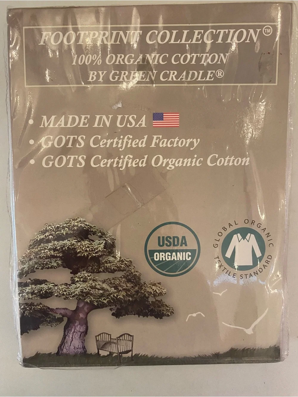 Green Cradle Bassinet Footprint Collection Organic Cotton Sheet Tan 18 x 36